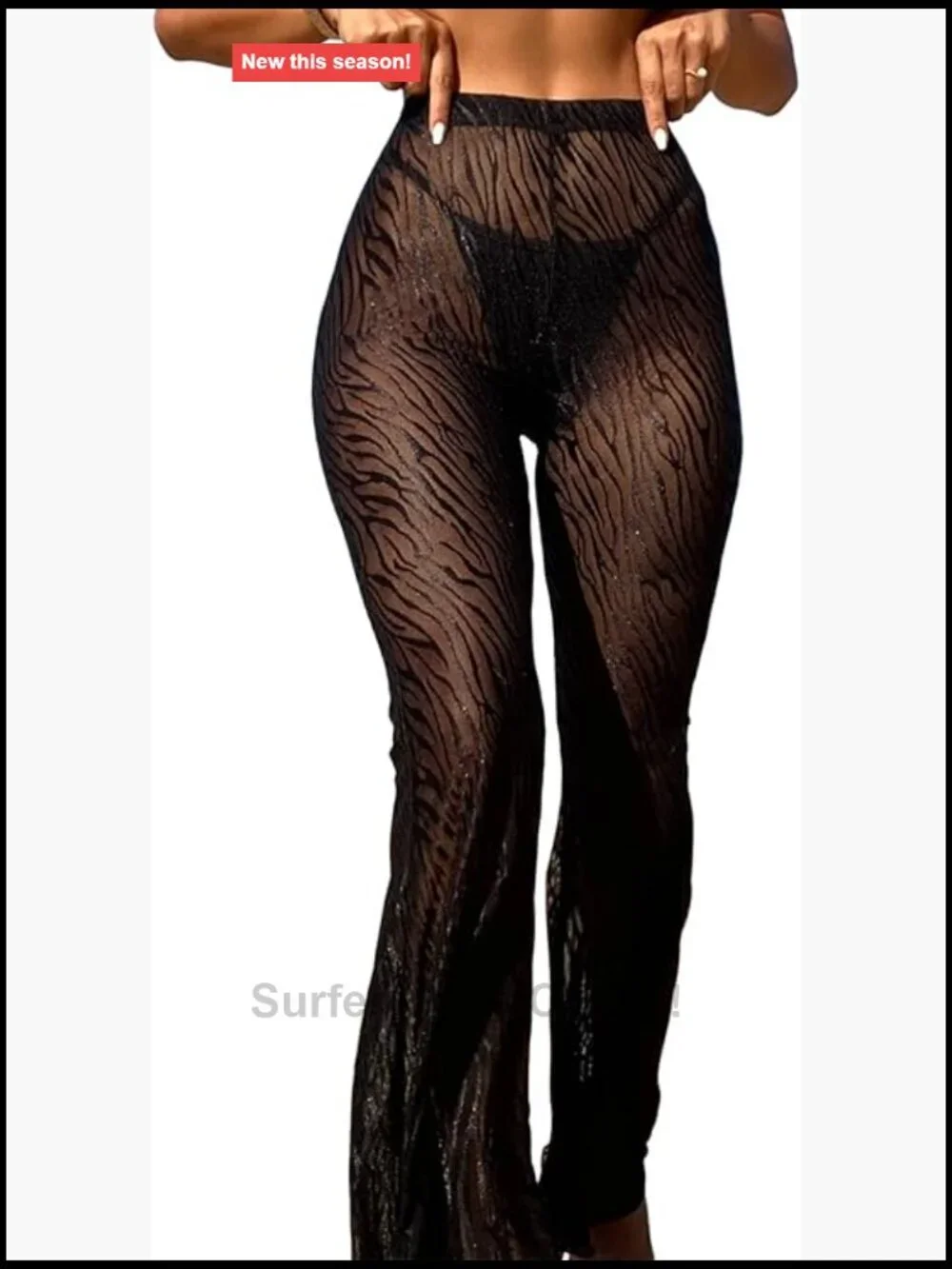 Sheer High Waist Wide Leg Cover Up Pants Bathing Suit